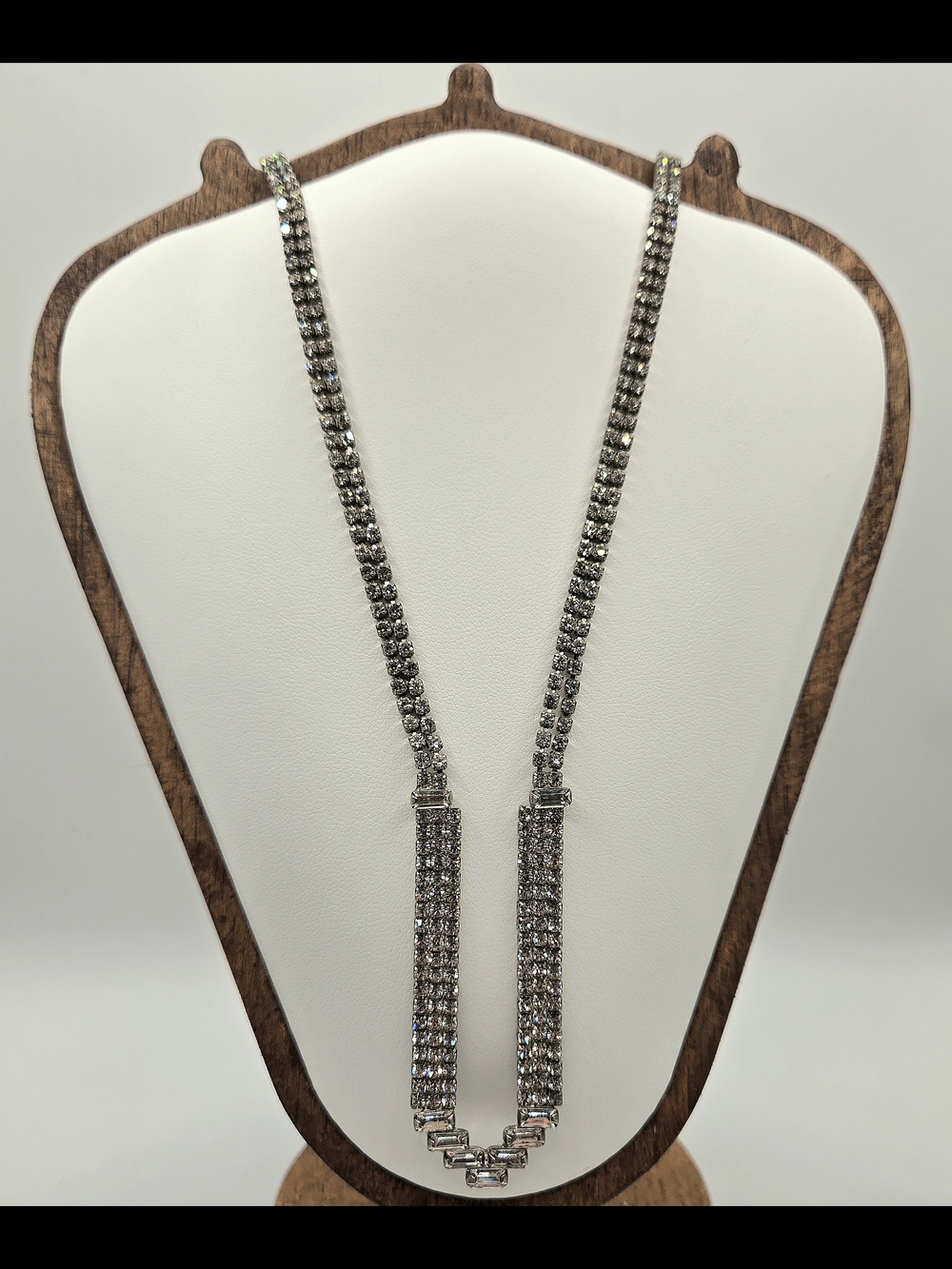 Silver Crystal-Accented Long Tennis Necklace - Women's Jewelry